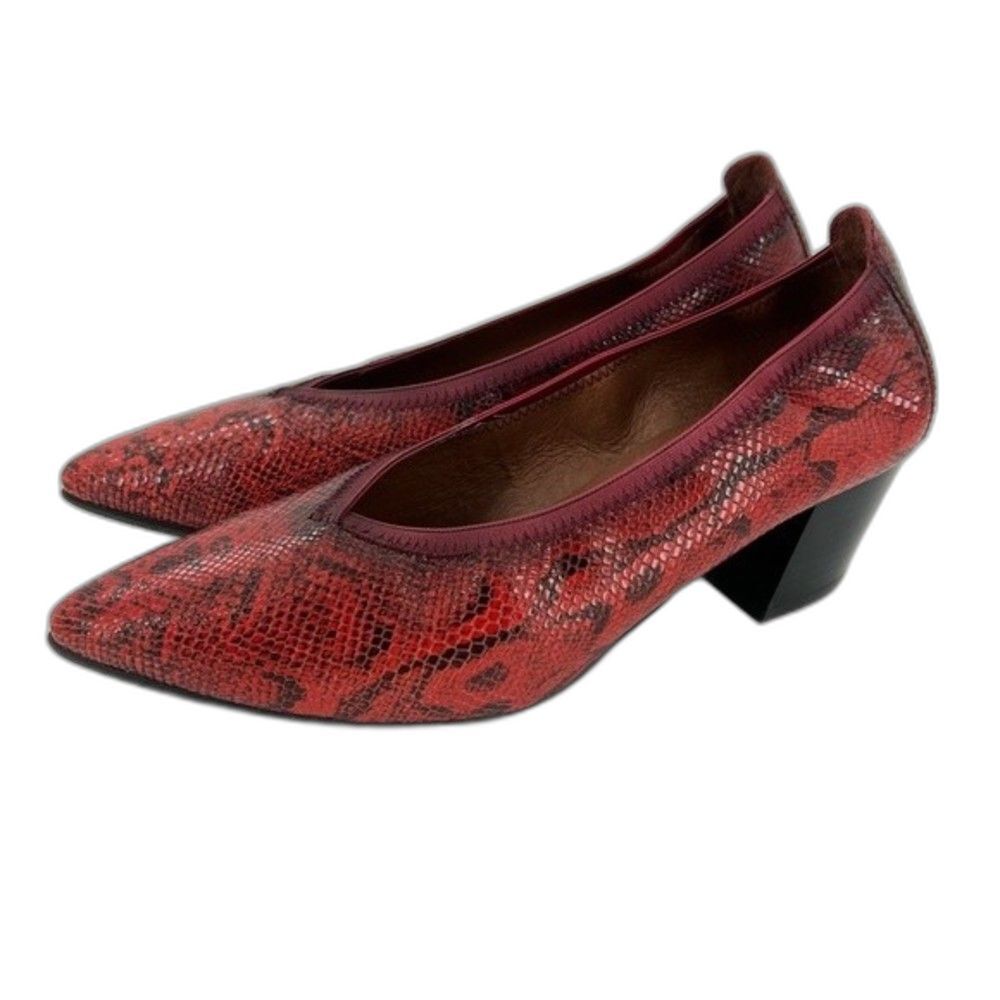 Hispanitas Selene Pointed Toe Leather Pumps Red Snake Size 40 9 US